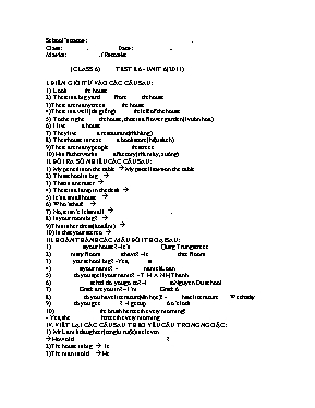 Bài tập ôn luyện bài 6 môn Tiếng anh lớp 6 - Năm học 2011-2012
